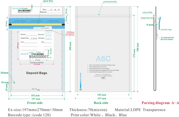 Bank Cash Plastic Evidence Tamper Evident Security Bags